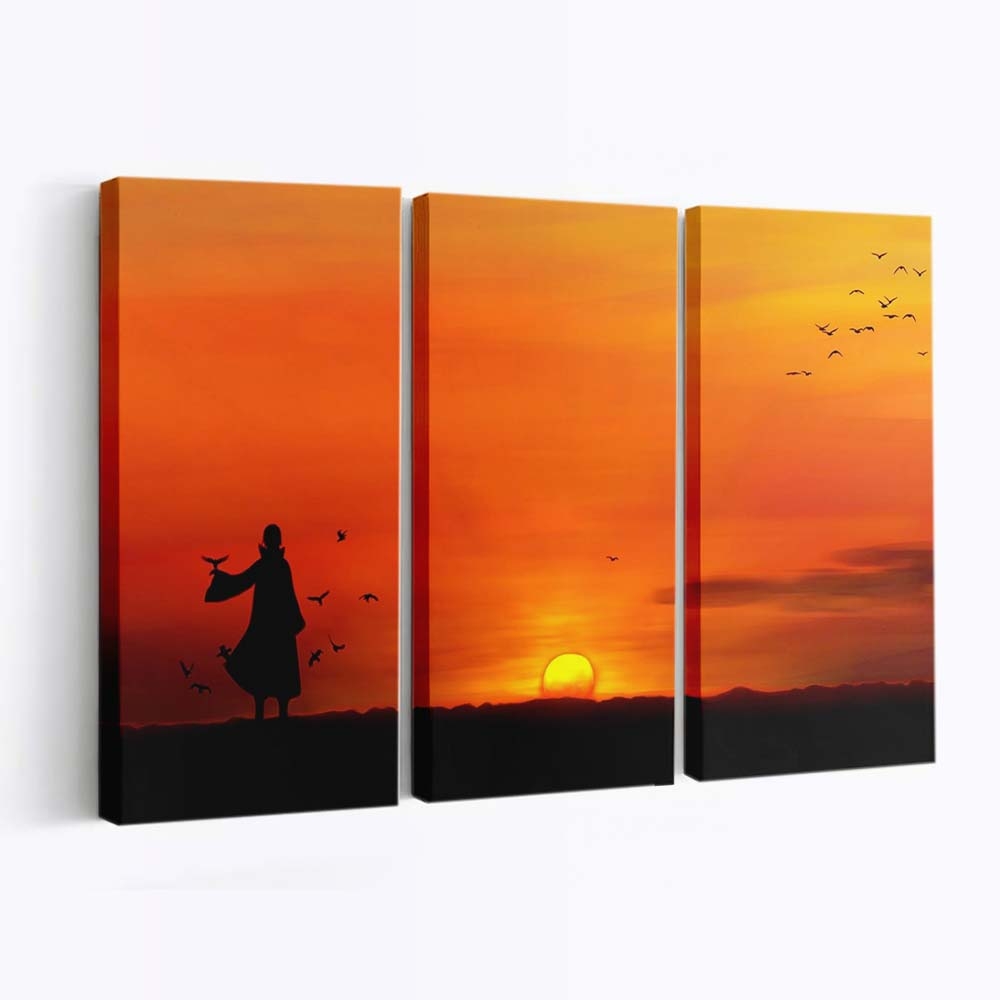 Anime Sunlight Birds Sunset Sea Sky - Anime Wandbild - Leinwandbild animesunlightbirdssunsetseasky