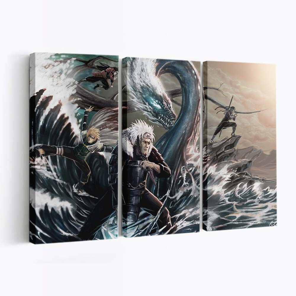 Artwork Hashirama Hiruzen Hokage Minato - Anime Wandbild - Leinwandbild artwork1440x900