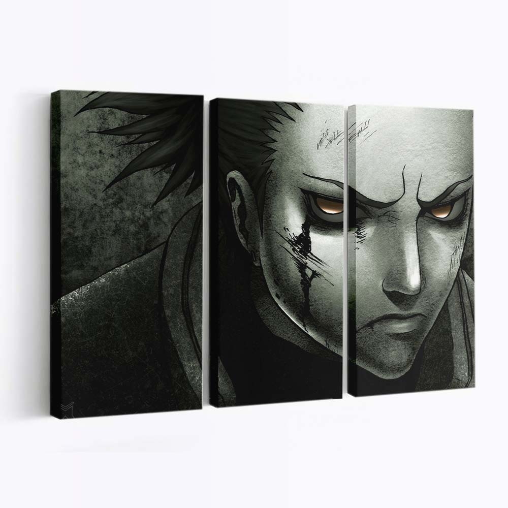 Black Monochrome Anime Boys Naruto Shippuuden Drawing - Anime Wandbild - Leinwandbild blackillustrationmonochromeanime boysnaruto shippuudendrawing