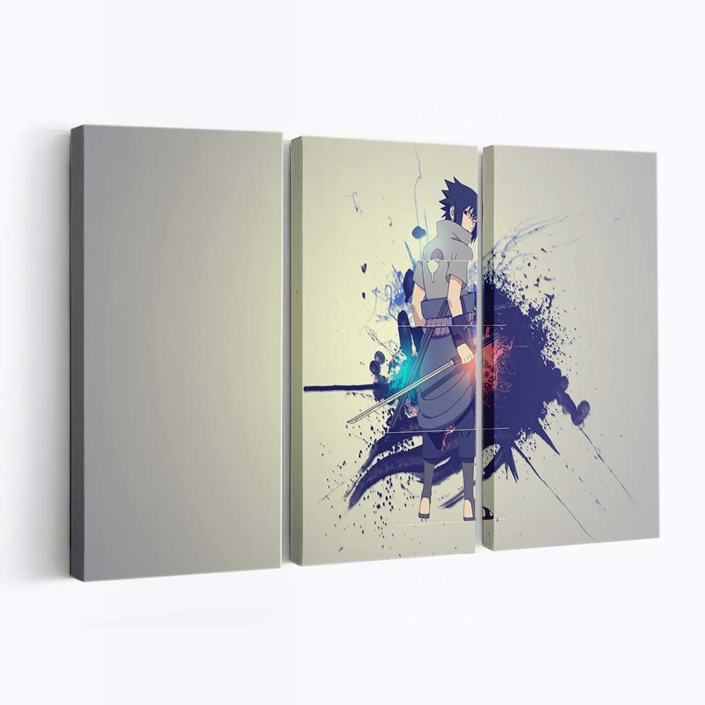 Drawing Naruto Shippuuden Uchiha Sasuke Blue Graphic Design - Anime Wandbild - Leinwandbild drawingillustrationnaruto shippuudenuchiha sasukebluegraphic design