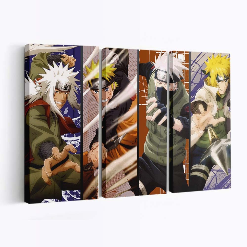 Hatake Kakashi Naruto Shippuuden Jiraiya Namikaze Minato Panels - Anime Wandbild - Leinwandbild hatake kakashinaruto shippuuden1920x1200 pxjiraiyanamikaze minatopanels