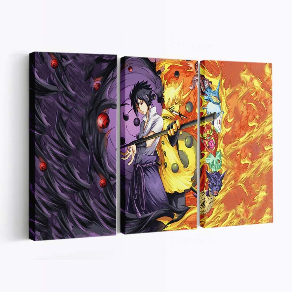 Anime Boys Manga Naruto Shippuuden Sharingan Fire - Anime Wandbild - Leinwandbild illustrationanime boysmanganaruto shippuudensharinganfire