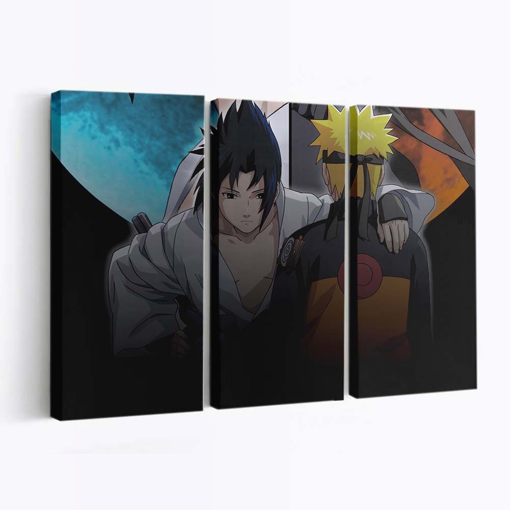 Anime Boys Naruto Shippuuden Uzumaki Naruto Uchiha Sasuke - Anime Wandbild - Leinwandbild illustrationanimeanime boysnaruto shippuudenuzumaki narutouchiha sasuke