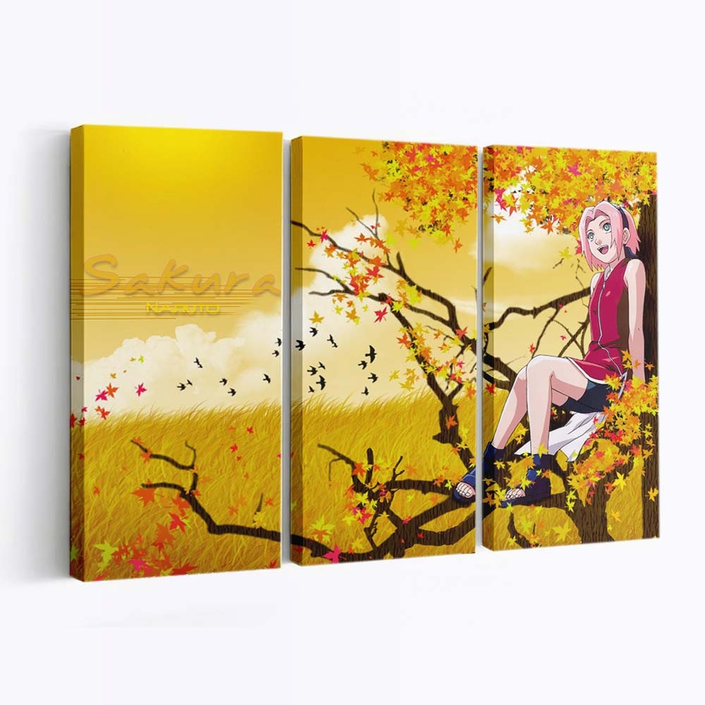 Anime Girls Fall Branch Yellow - Anime Wandbild - Leinwandbild illustrationanimeanime girlsfallbranchyellow