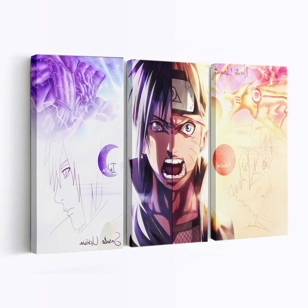 Anime Cartoon Black Hair Graphic Design Purple - Anime Wandbild - Leinwandbild illustrationanimecartoonblack hairgraphic designpurple