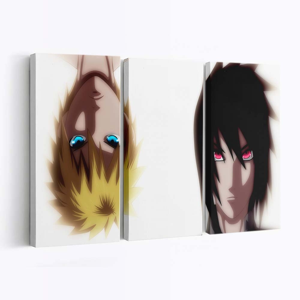 Anime Cartoon Black Hair Uzumaki Naruto Uchiha Sasuke - Anime Wandbild - Leinwandbild illustrationanimecartoonblack hairuzumaki narutouchiha sasuke