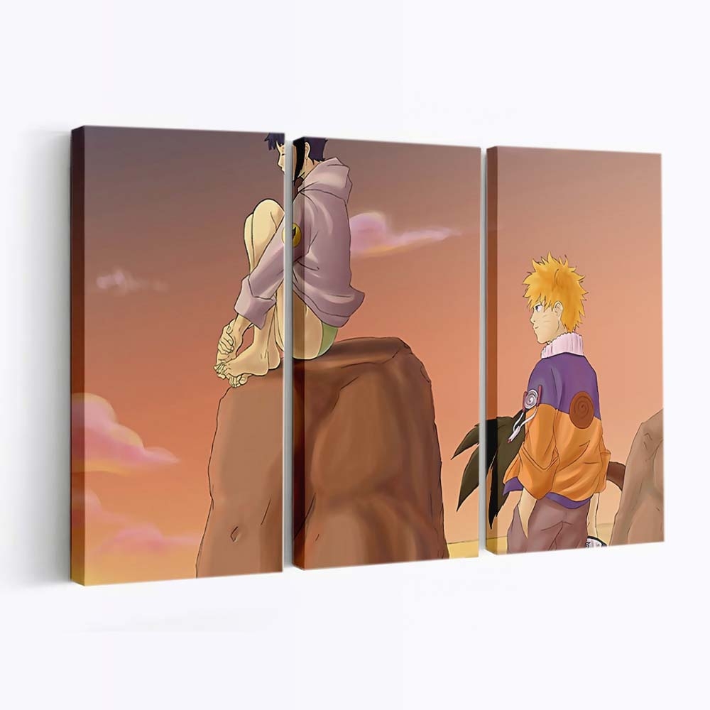 Anime Cartoon Girl Naruto Boy - Anime Wandbild - Leinwandbild illustrationanimecartoongirlnarutoboy