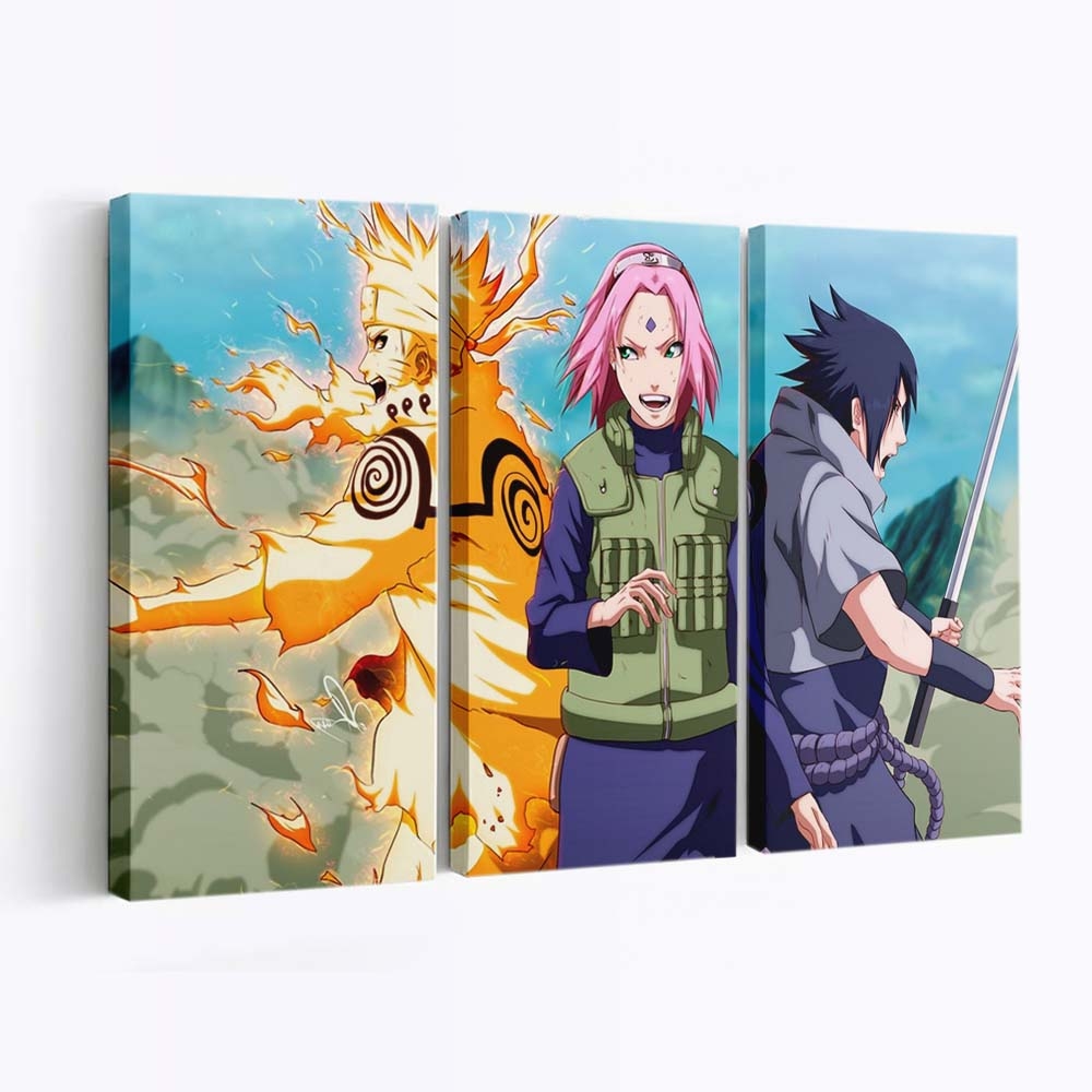 Anime Manga Uzumaki Naruto Haruno Sakura Uchiha Sasuke - Anime Wandbild - Leinwandbild illustrationanimemangauzumaki narutoharuno sakurauchiha sasuke