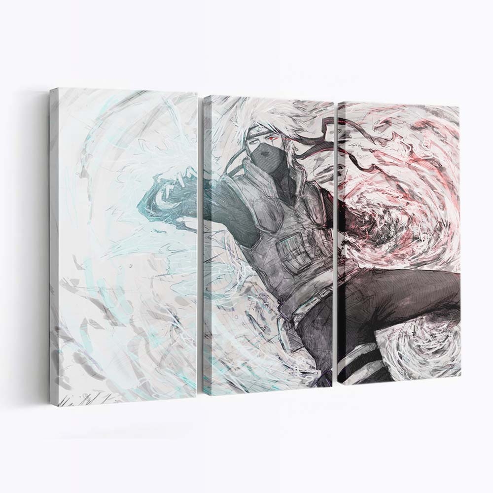 Naruto Shippuuden Drawing Hatake Kakashi R1 Sketch - Anime Wandbild - Leinwandbild illustrationnaruto shippuudendrawinghatake kakashir1sketch