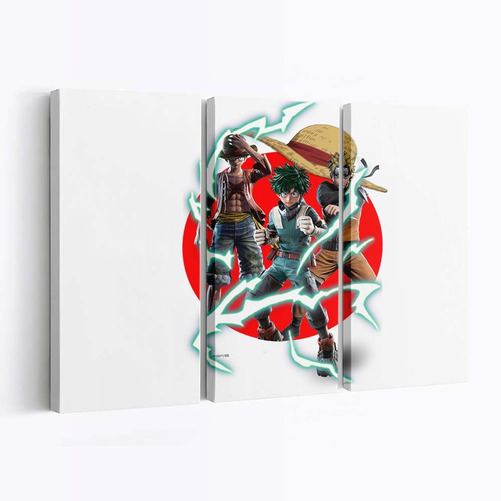 Monkey D Luffy Manga Naruto Anime Izuku Midoriya - Anime Wandbild - Leinwandbild monkey d luffymanganaruto animeizuku midoriya