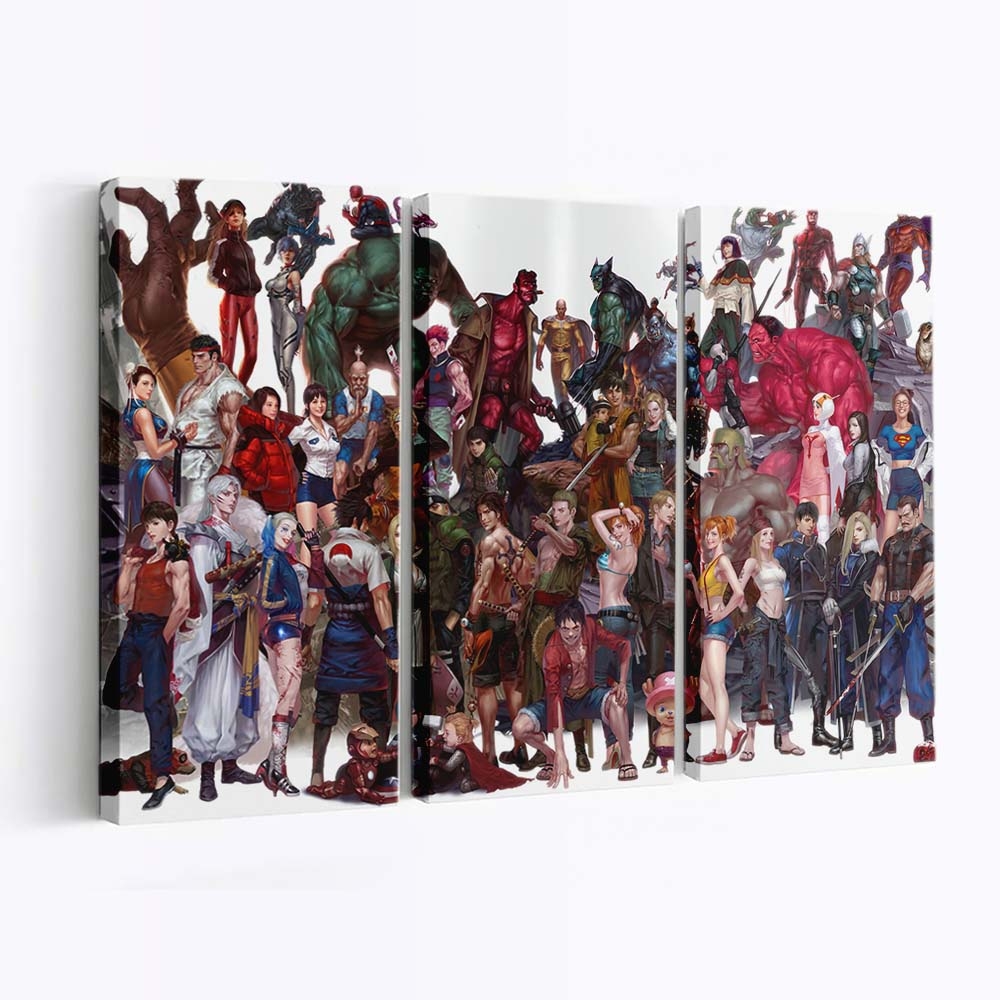 Naruto Anime The Avengers Dragon Ball One Piece Overwatch Street Fighter - Anime Wandbild - Leinwandbild naruto animethe avengersdragon ballone pieceoverwatchstreet fighter