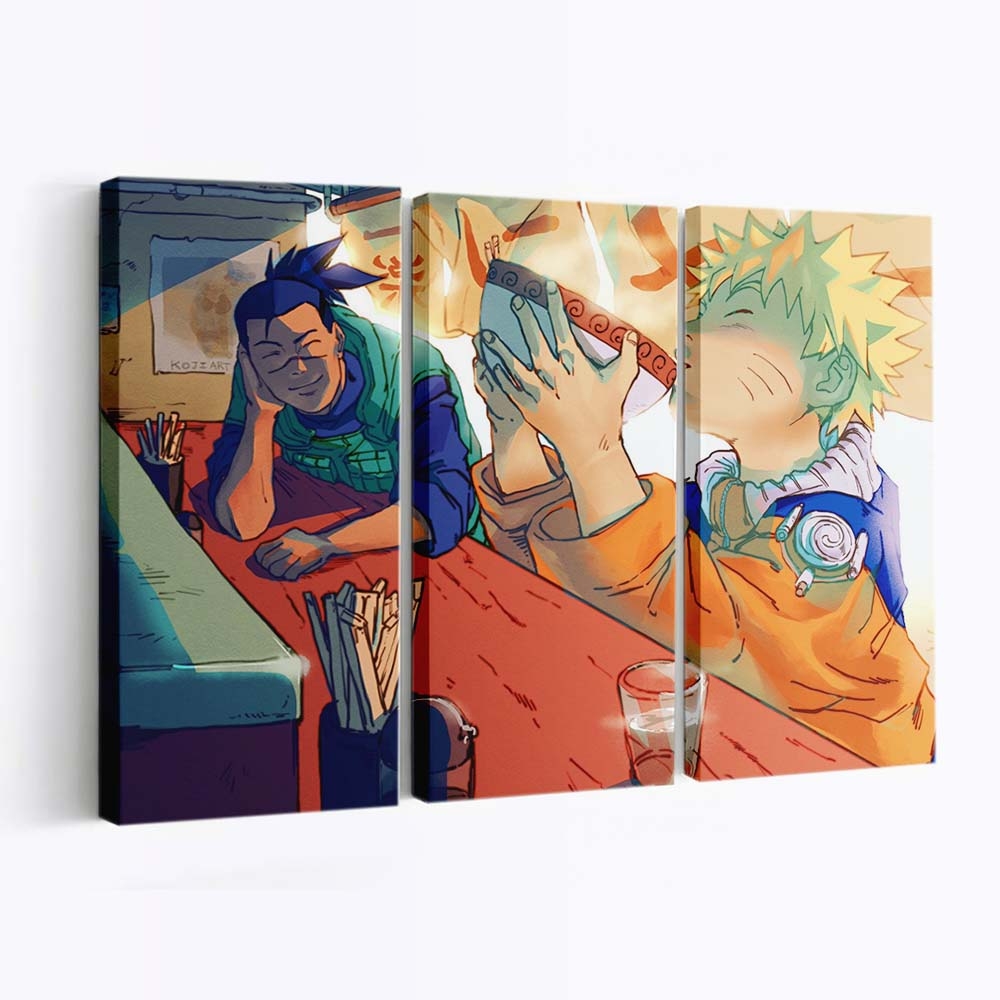 Naruto Anime Uzumaki Naruto Anime Boys Ramen Umino Iruka Eating - Anime Wandbild - Leinwandbild naruto animeuzumaki narutoanime boysramenumino irukaeating