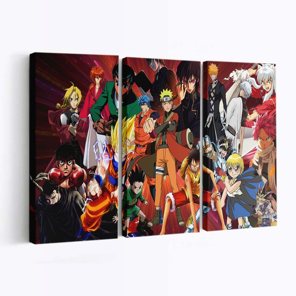 Naruto Shippuuden Shonen Jump Monkey D Luffy Son Goku Berserk Full Metal Alchemist - Anime Wandbild - Leinwandbild naruto shippuudenshonen jumpmonkey d luffyson gokuberserkfull metal alchemist