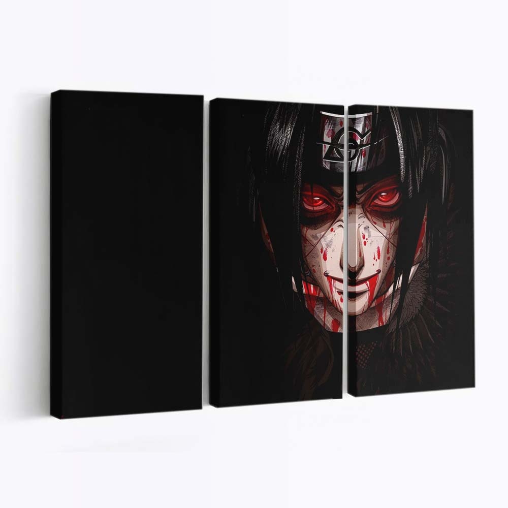 Naruto Shippuuden Uchiha Itachi Red Eyes Blood Demon Darkness - Anime Wandbild - Leinwandbild naruto shippuudenuchiha itachired eyesblooddemondarkness