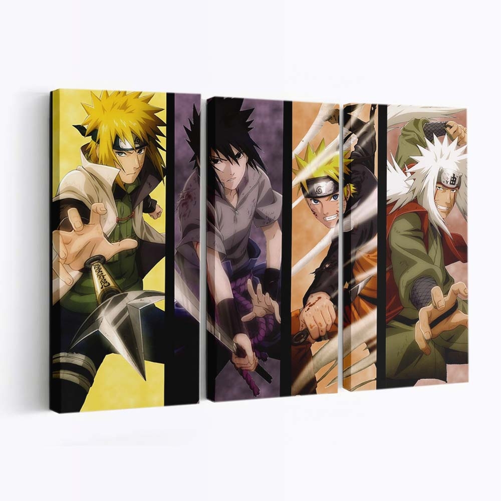 Naruto Shippuuden Uchiha Sasuke Jiraiya Namikaze Minato Panels - Anime Wandbild - Leinwandbild naruto shippuudenuchiha sasuke2000x1362 pxjiraiyanamikaze minatopanels
