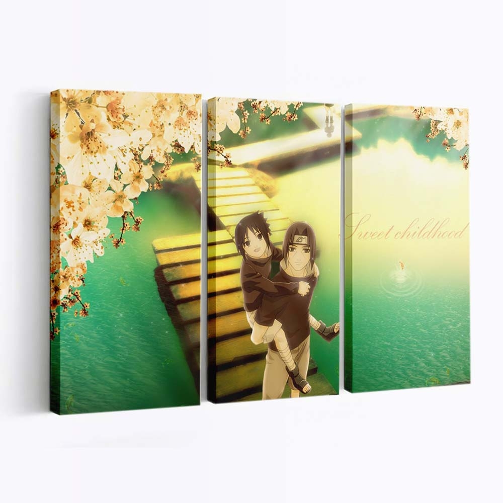 Naruto Shippuuden Uchiha Sasuke Uchiha Itachi Green Flower - Anime Wandbild - Leinwandbild naruto shippuudenuchiha sasukeuchiha itachigreenflower1680x1050