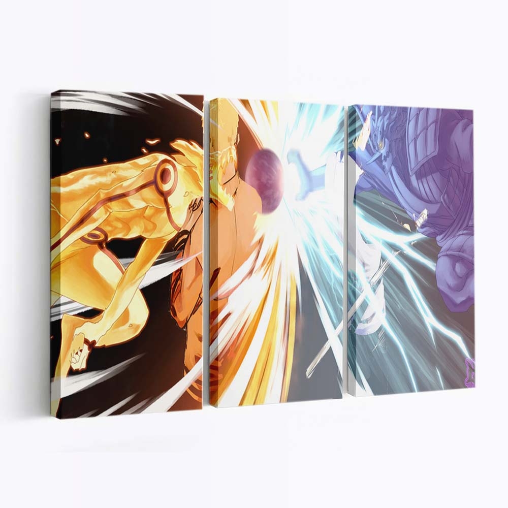Naruto Shippuuden – Naruto & Sasuke: Kurama Gegen Susanoo - Anime Wandbild - Leinwandbild naruto shippuudenuzumaki narutouchiha sasukekuramasusanoo characteranime