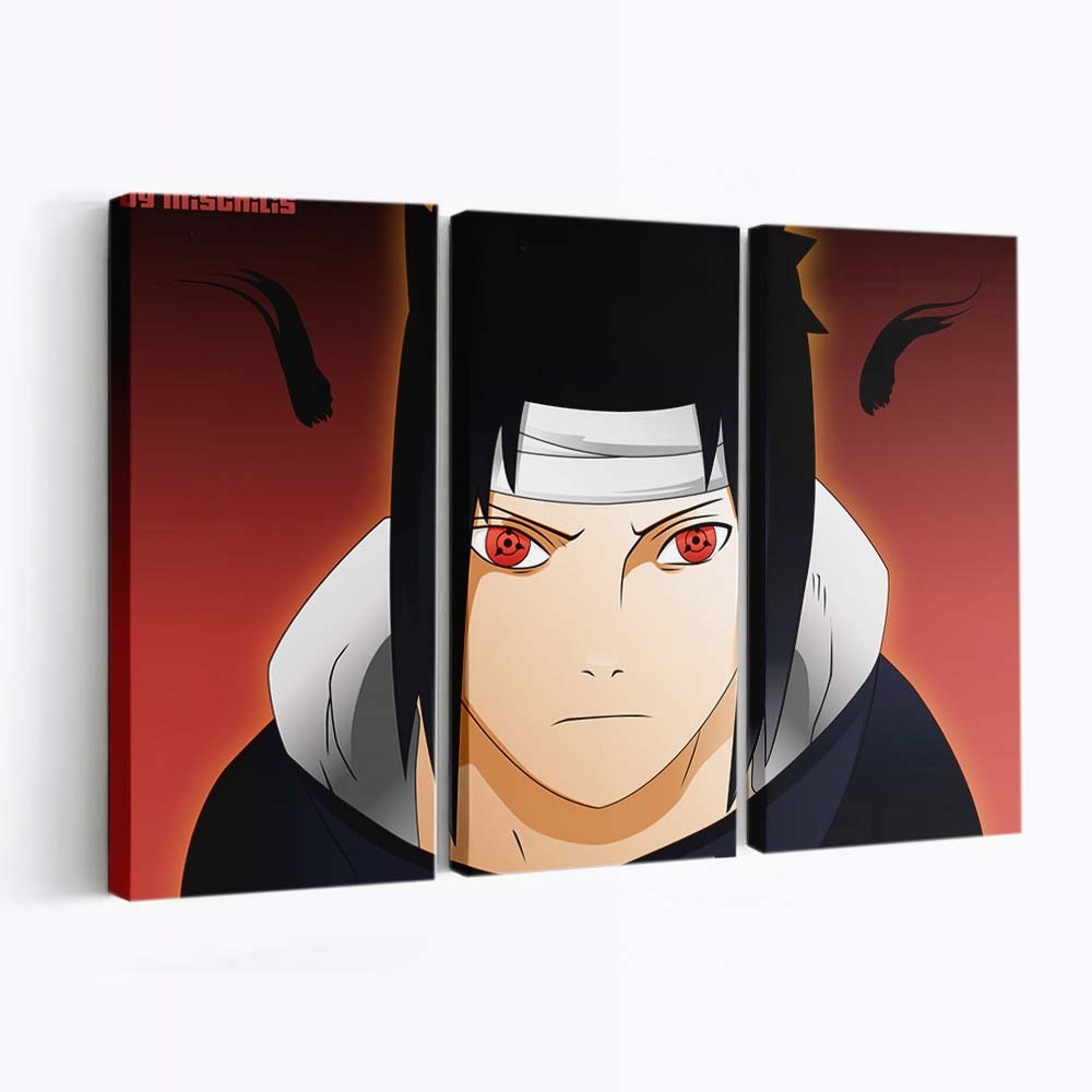 Naruto Feathers Sasuke Sharingan Shippuden - Anime Wandbild - Leinwandbild naruto4961x3508
