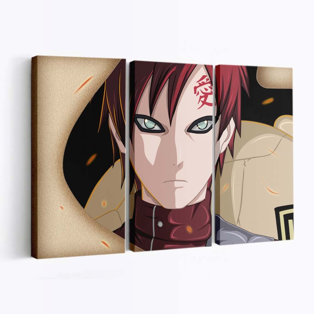 Naruto Face Mikser Sabaku No Gaara Tattoo Close Up - Anime Wandbild - Leinwandbild narutofacemiksersabaku no gaaratattooclose up