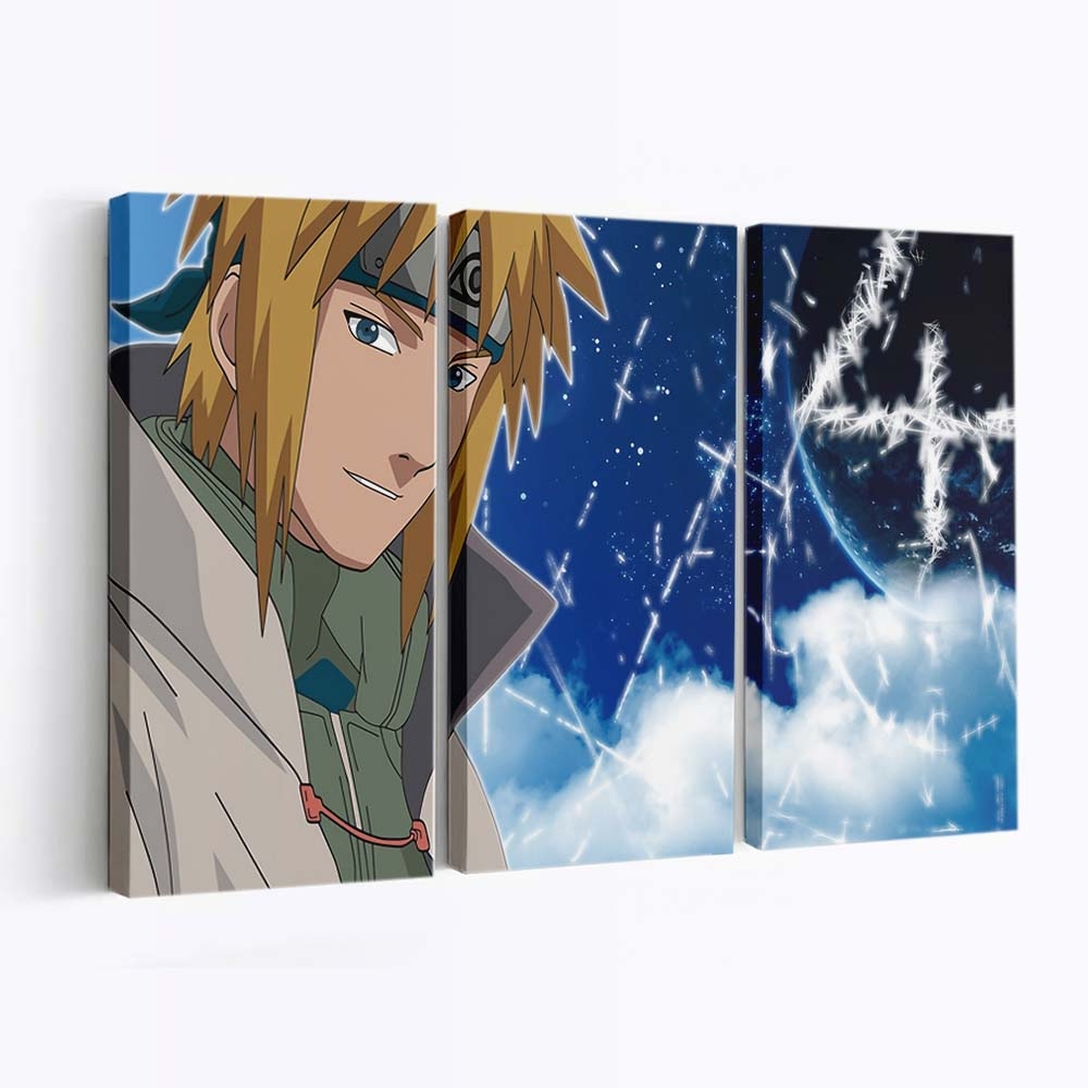 Naruto Shippuden – Yondaime Hokage Minato Namikaze Unter Dem Weiten Himmel, Das Gesicht Eines Helden - Anime Wandbild - Leinwandbild narutonaruto shippudenyondaimeminato namikazeskyface