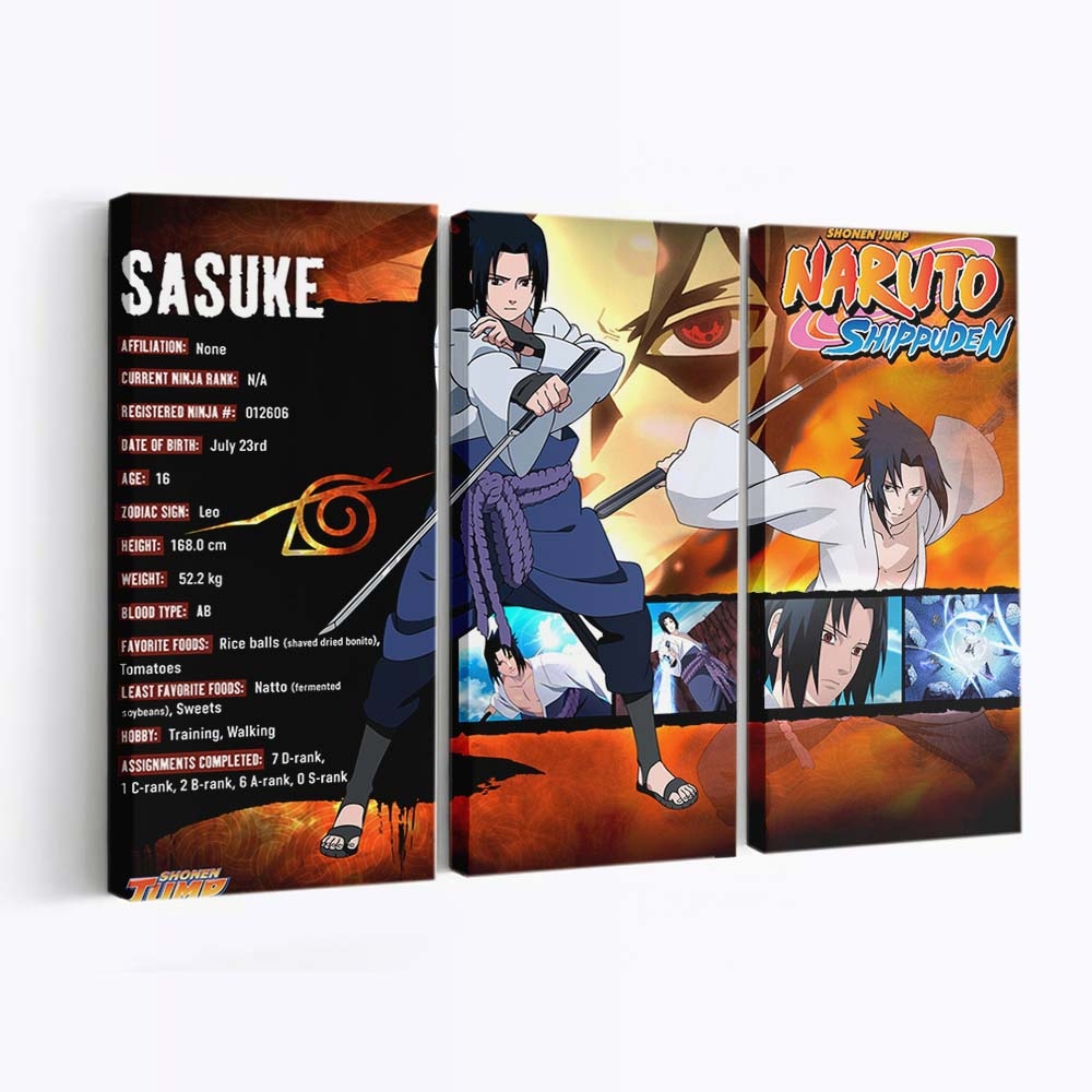 Naruto Uchiha Sasuke Boy Arms Inscription - Anime Wandbild - Leinwandbild narutouchiha sasukeboyarmsinscription