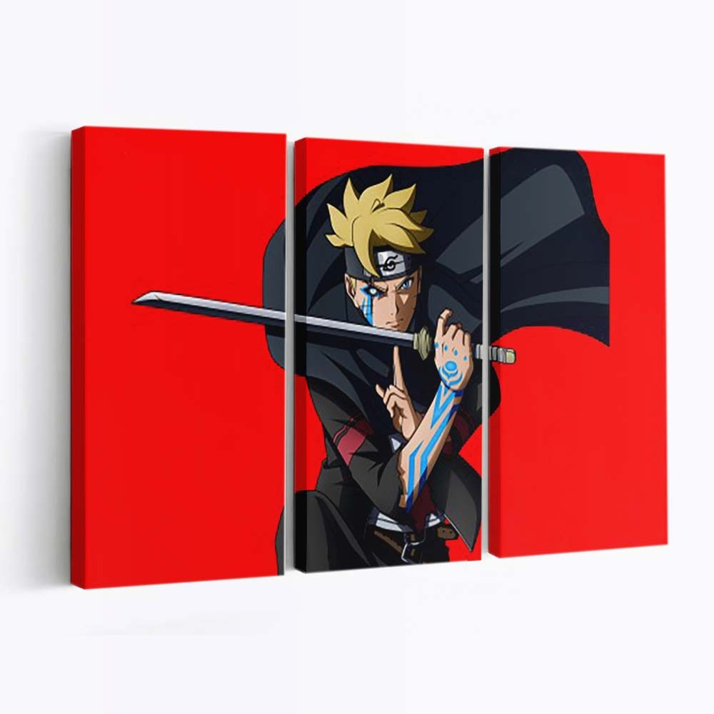 Boruto Uzumaki Naruto Shippuden Naruto Black Dress Red Naruto - Anime Wandbild - Leinwandbild th boruto uzumaki naruto shippuden naruto black dress red background 4k 5k hd naruto