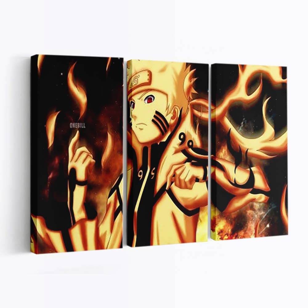 Red Eyes Naruto Uzumaki In Fiery Naruto - Anime Wandbild - Leinwandbild th red eyes naruto uzumaki in fiery background hd naruto