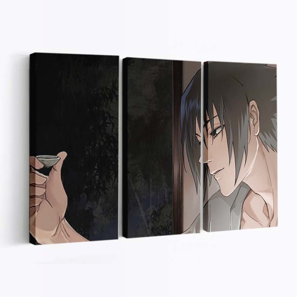 Sasuke Uchiha Wilight Gray Color Dress Naruto - Anime Wandbild - Leinwandbild th sasuke uchiha with light gray color dress hd naruto