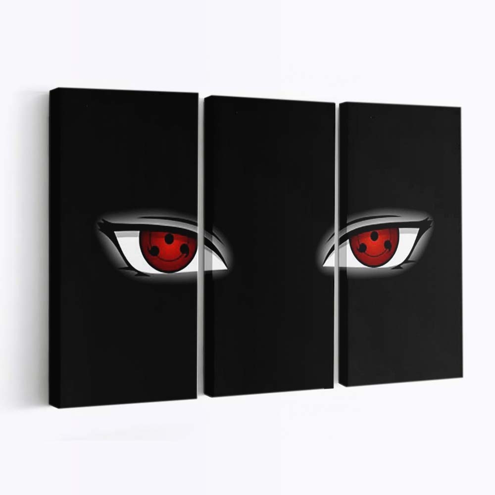Sharingan Naruto And Attack On Titan Wheel Eye In Black Sharingan - Anime Wandbild - Leinwandbild th sharingan naruto and attack on titan wheel eye in black background hd sharingan