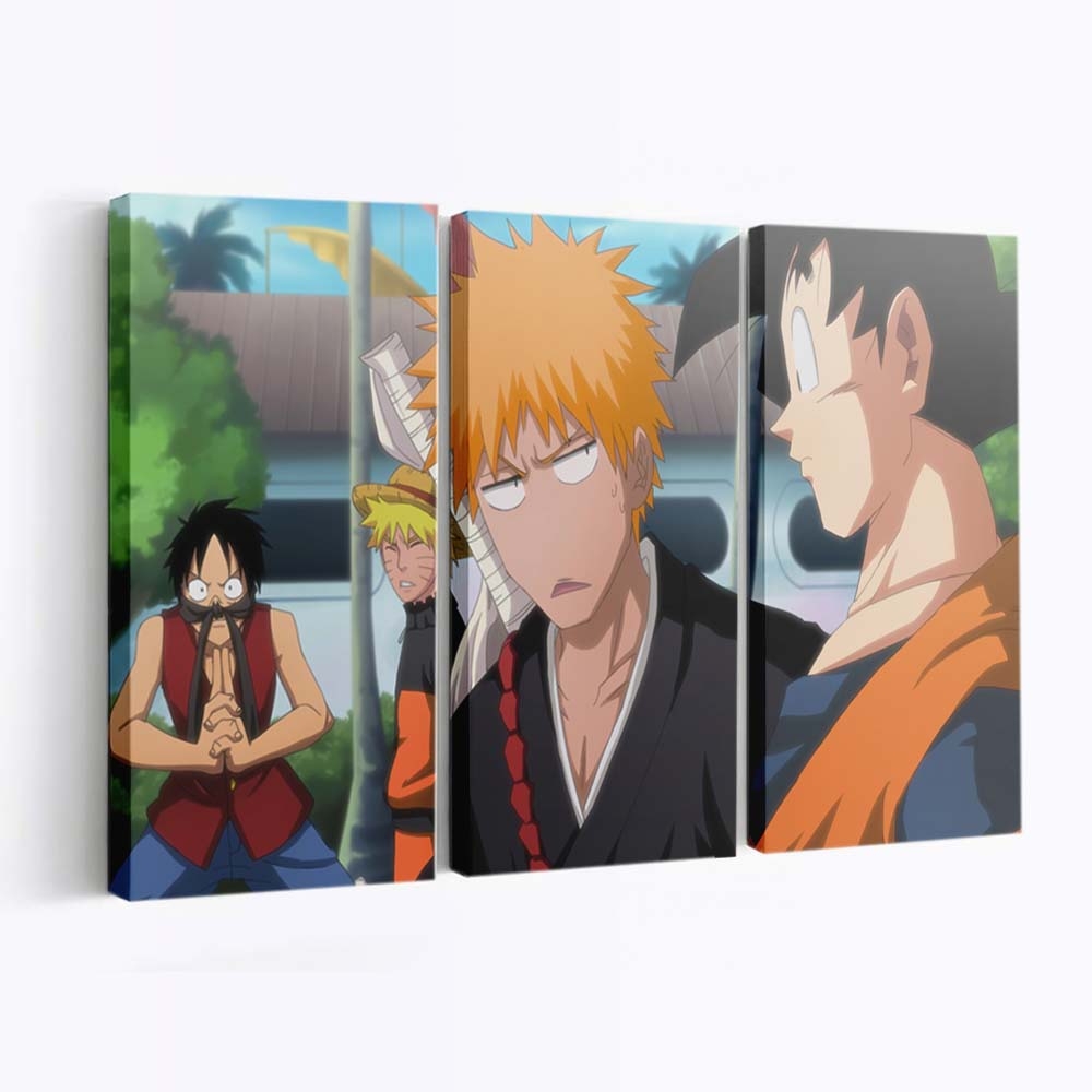 Uzumaki Naruto Monkey D Luffy Kurosaki Ichigo Son Goku Naruto Anime One Piece - Anime Wandbild - Leinwandbild uzumaki narutomonkey d luffykurosaki ichigoson gokunaruto animeone piece