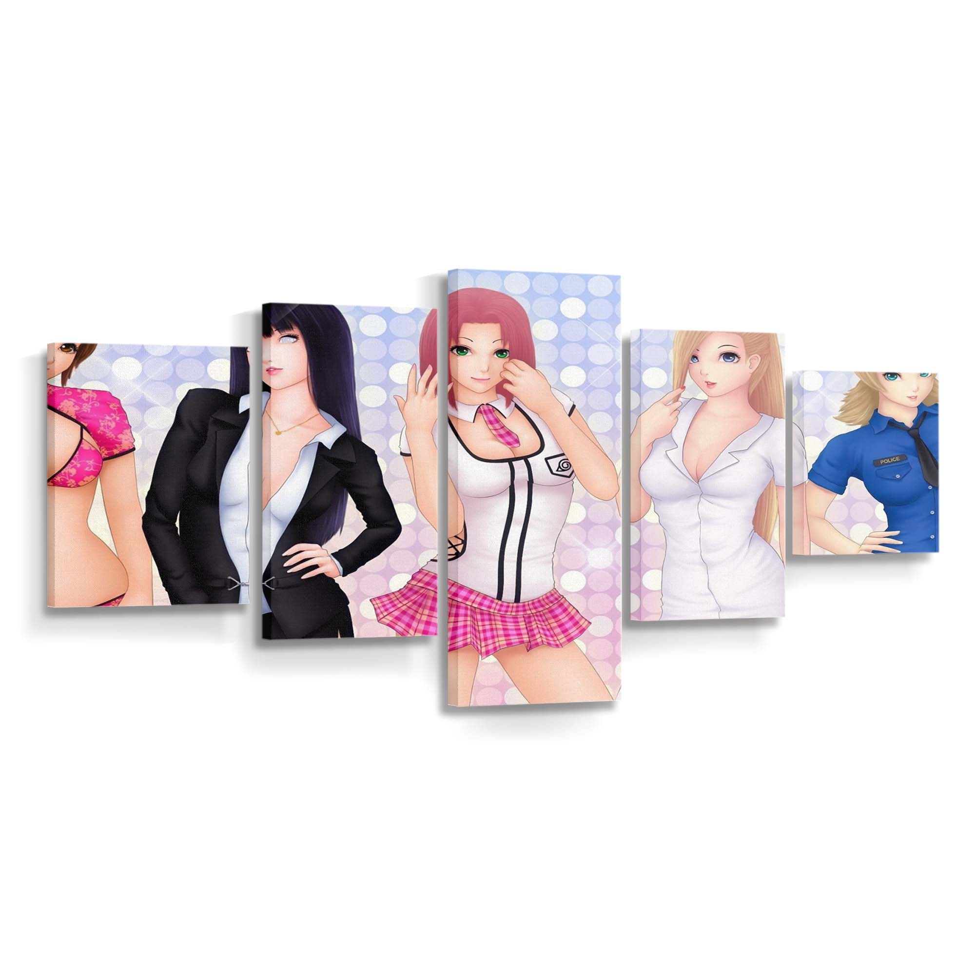 Art Asian Babes Blondes Boobs - Anime Wandbild - Leinwandbild 1920x1200