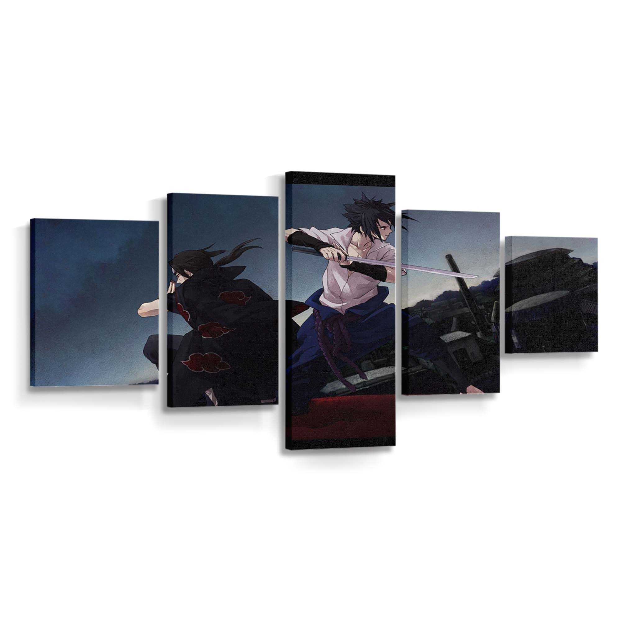 Anime Boys Naruto Shippuuden Brothers Uchiha Sasuke Sword - Anime Wandbild - Leinwandbild animeanime boysnaruto shippuudenbrothersuchiha sasukesword