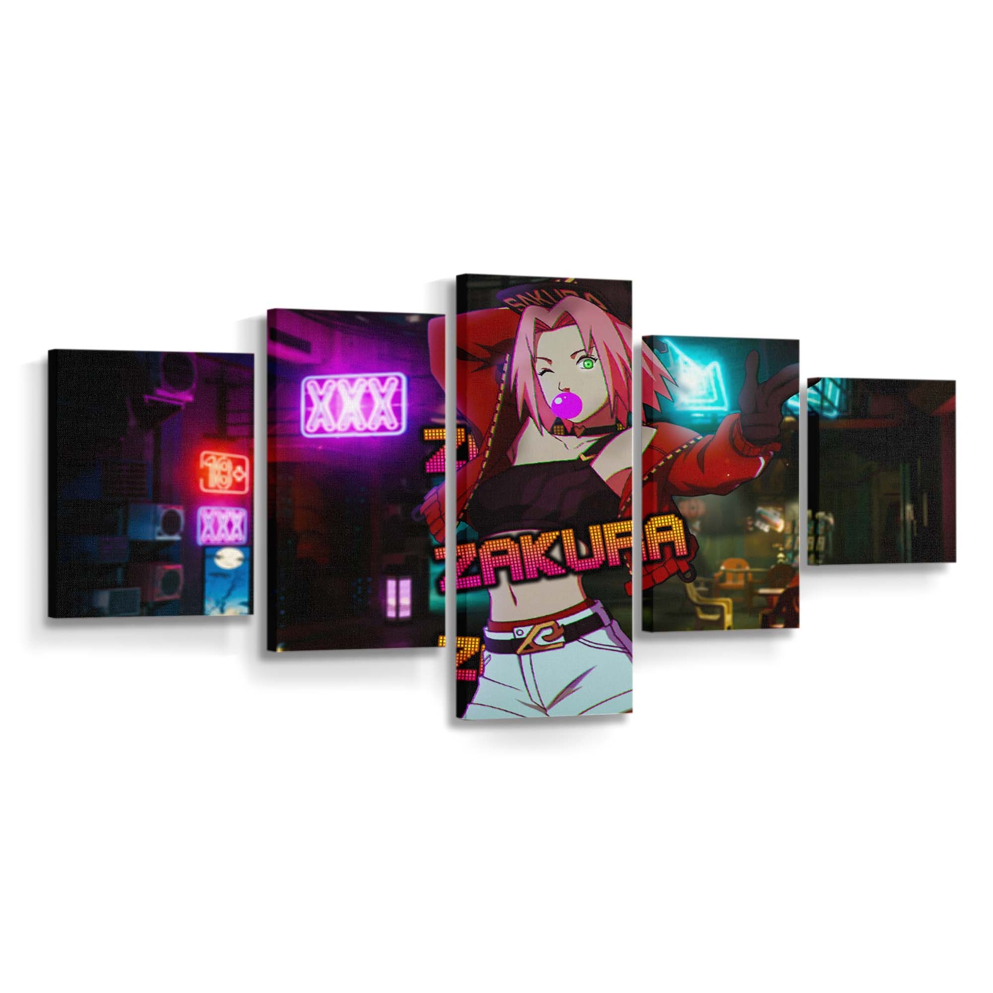 Anime Girls Sakura Naruto Neon Naruto Shippuuden - Anime Wandbild - Leinwandbild animeanime girlssakura narutoneonnaruto shippuuden