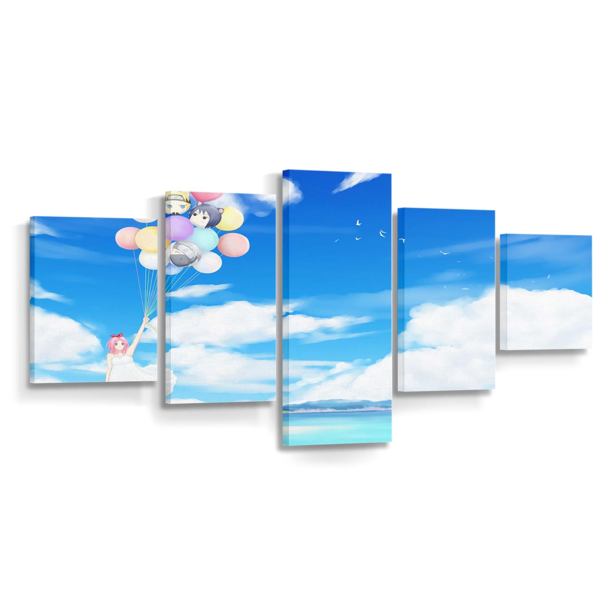 Anime Girls Sunlight Birds Sky Clouds - Anime Wandbild - Leinwandbild animeanime girlssunlightbirdsskyclouds