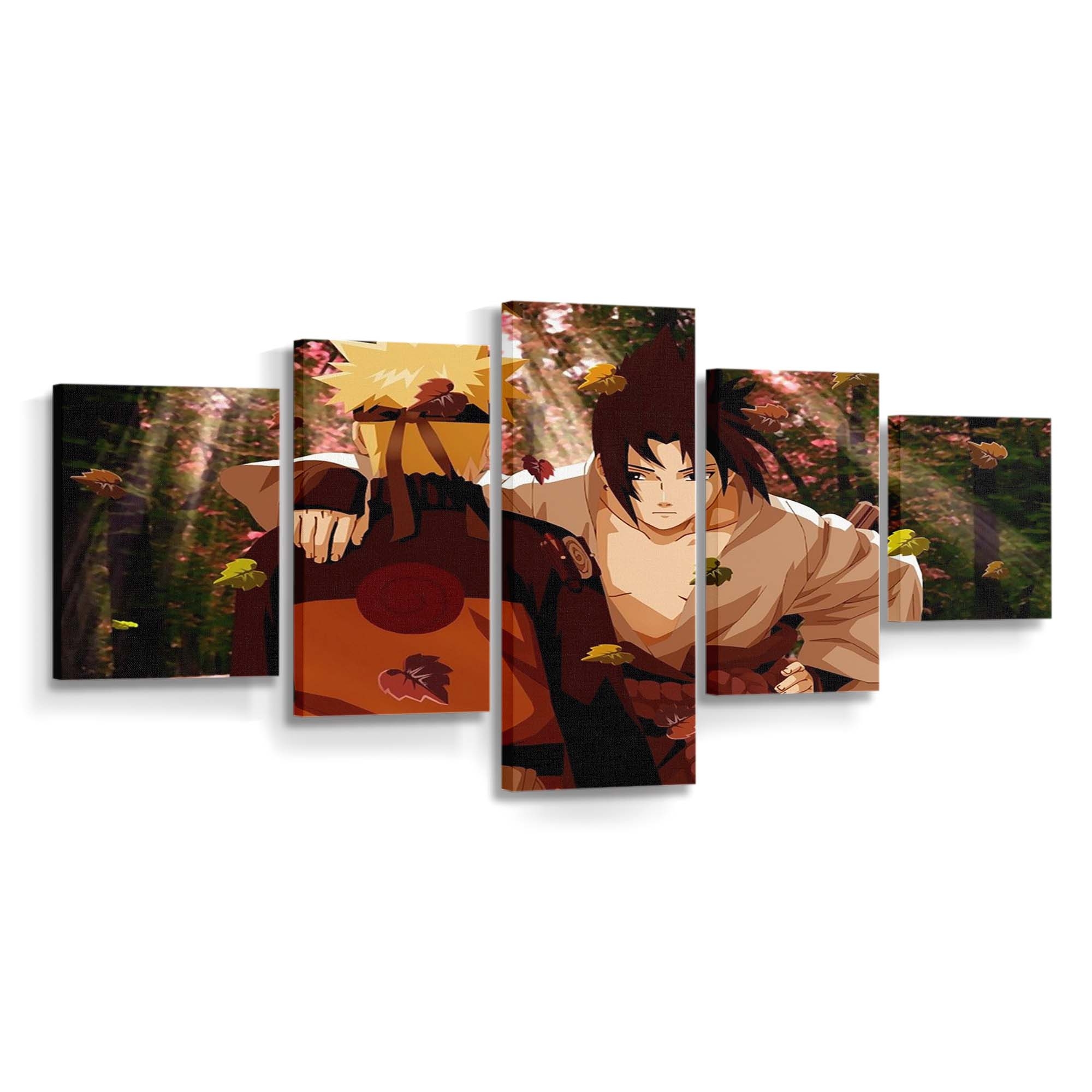 Anime Artwork Naruto Shippuuden Fall Leaves Black Hair - Anime Wandbild - Leinwandbild animeartworknaruto shippuudenfallleavesblack hair