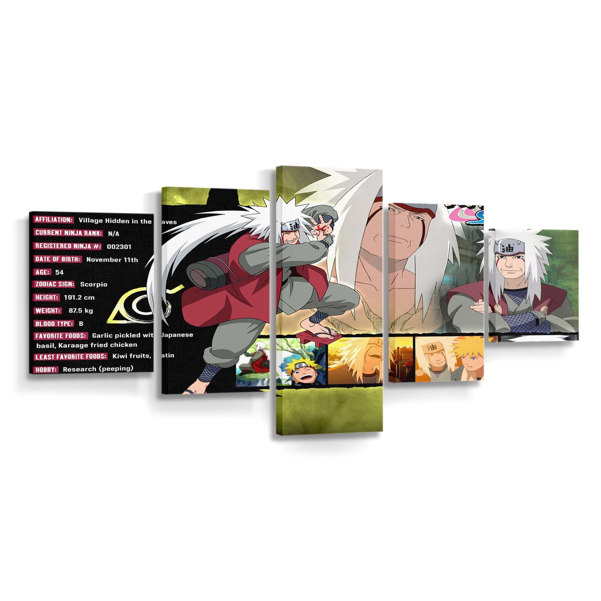 Anime Cartoon Comics Naruto Black Eyes Jiraiya - Anime Wandbild - Leinwandbild animecartooncomicsnarutoblack eyesjiraiya