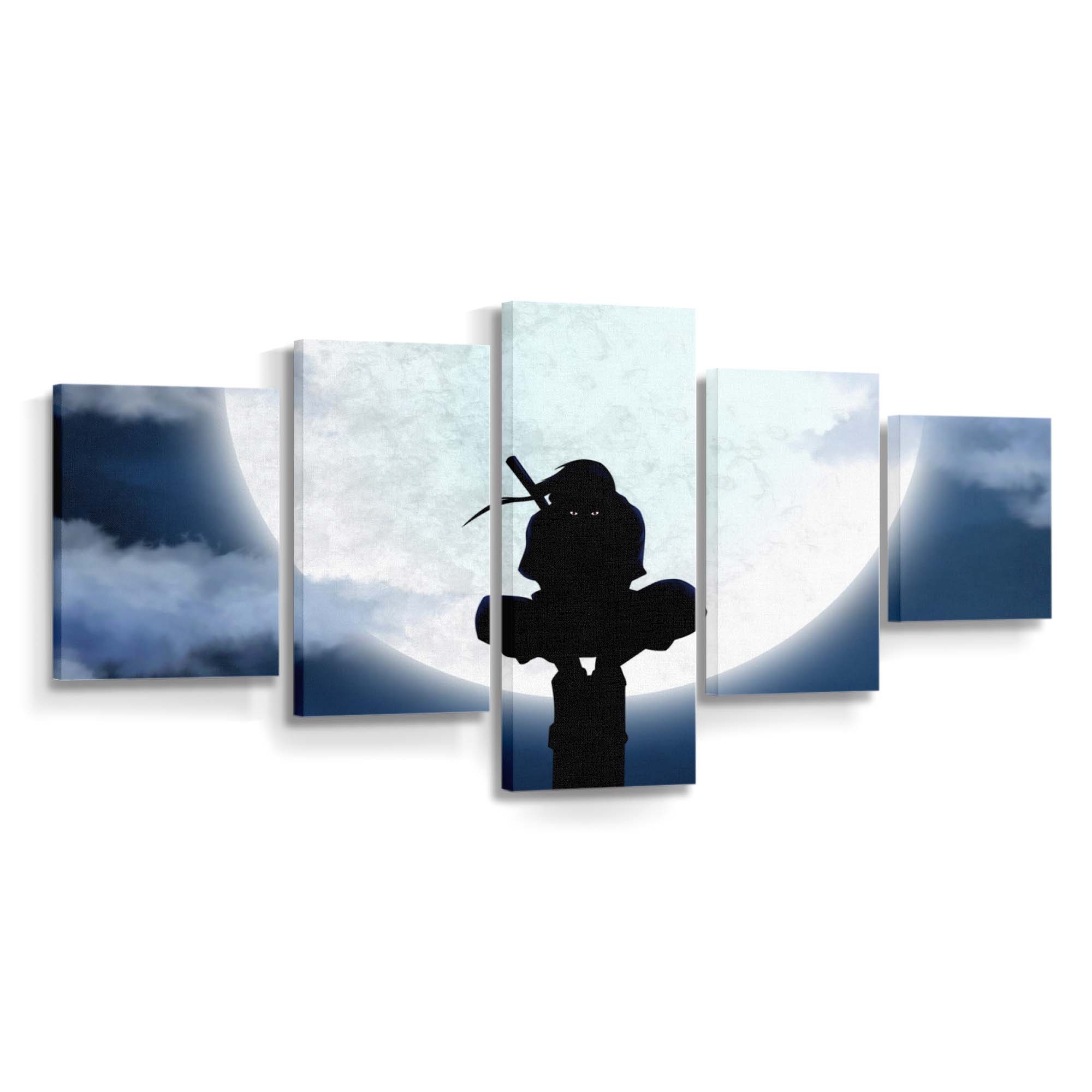 Anime Naruto Shippuuden Sky Silhouette Moon Blue - Anime Wandbild - Leinwandbild animenaruto shippuudenskysilhouettemoonblue