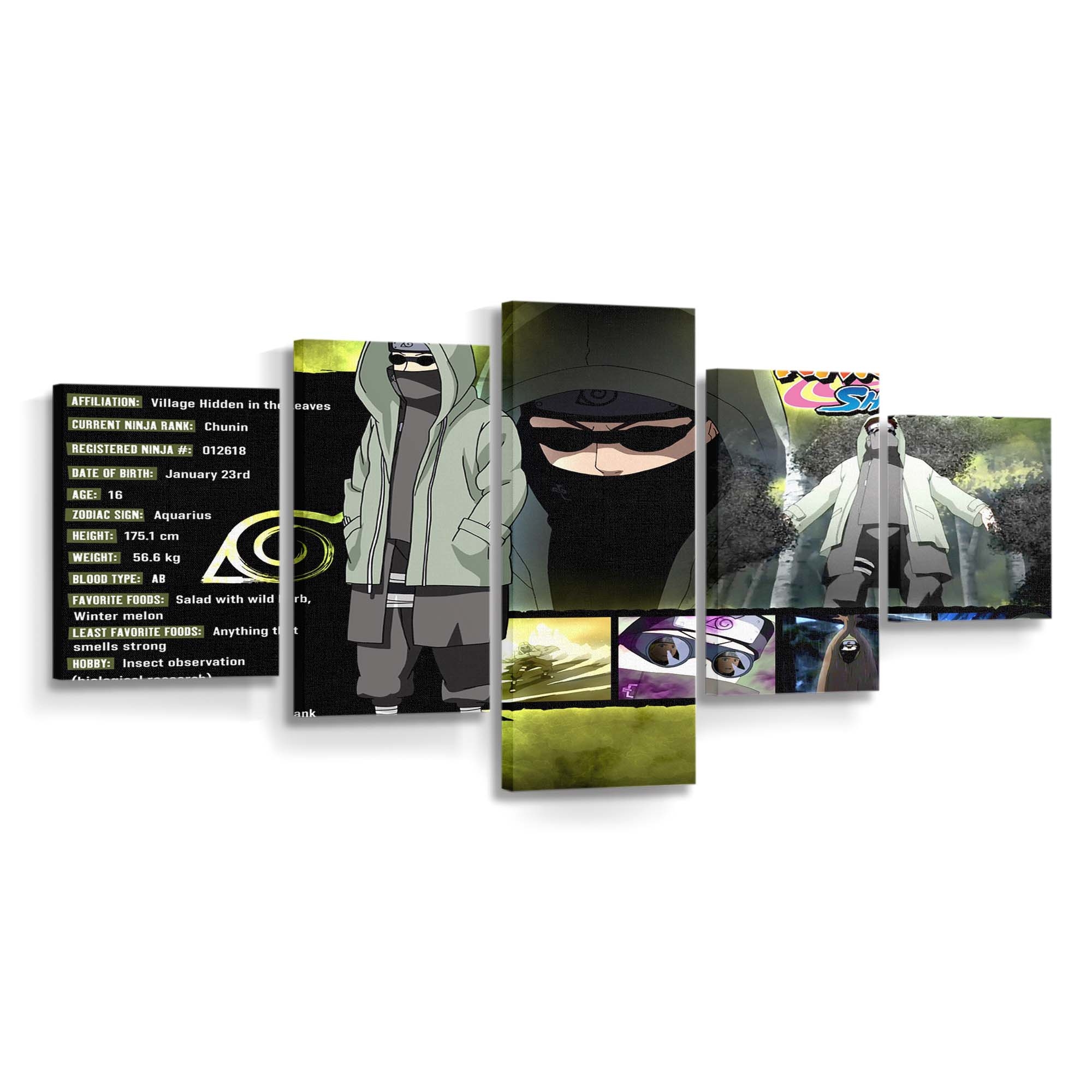 Anime Naruto Glasses Insect Hood Aburame Shino - Anime Wandbild - Leinwandbild animenarutoglassesinsecthoodaburame shino