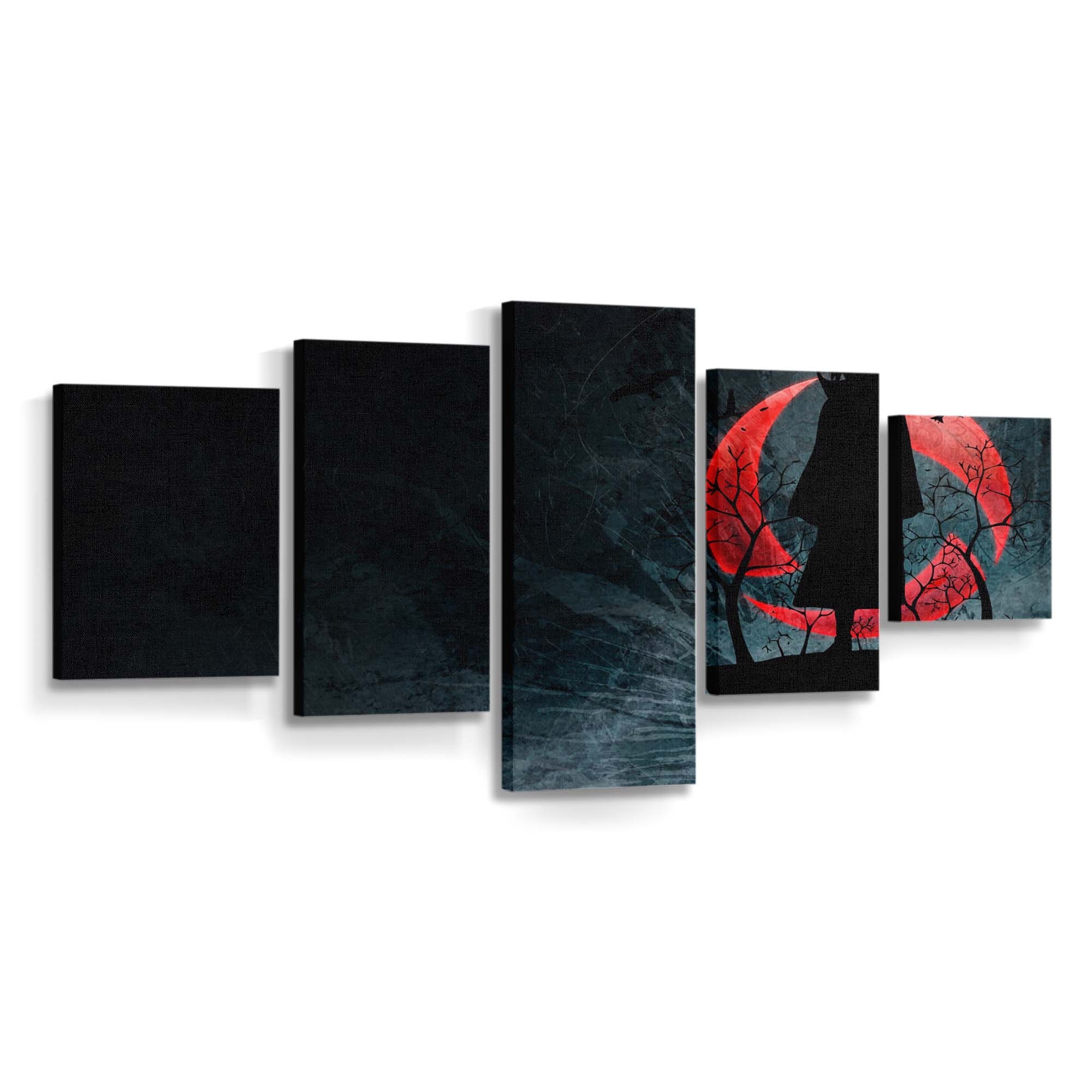 Anime Red Silhouette Naruto Shippuuden Sharingan Akatsuki - Anime Wandbild - Leinwandbild animeredsilhouettenaruto shippuudensharinganakatsuki 0001