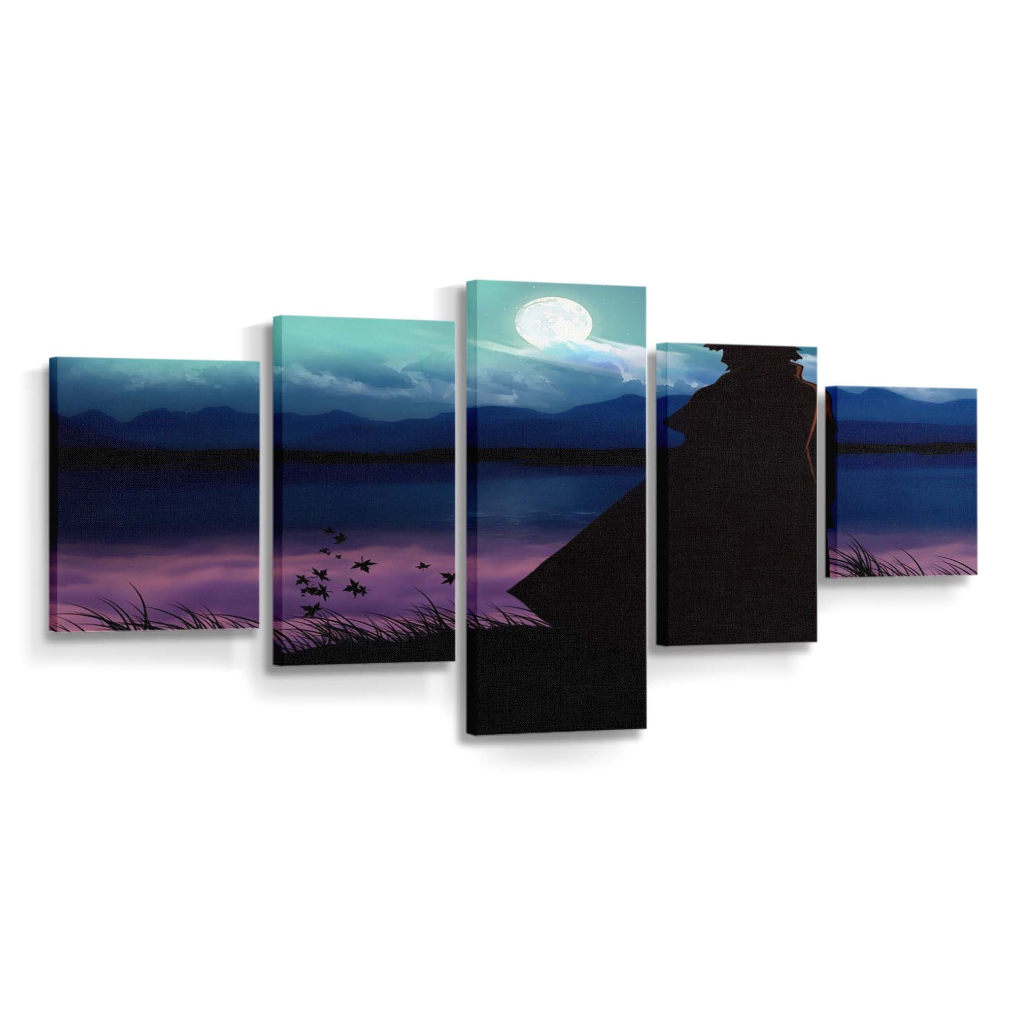 Anime Reflection Sunset Night Silhouette Sunrise - Anime Wandbild - Leinwandbild animereflectionsunsetnightsilhouettesunrise