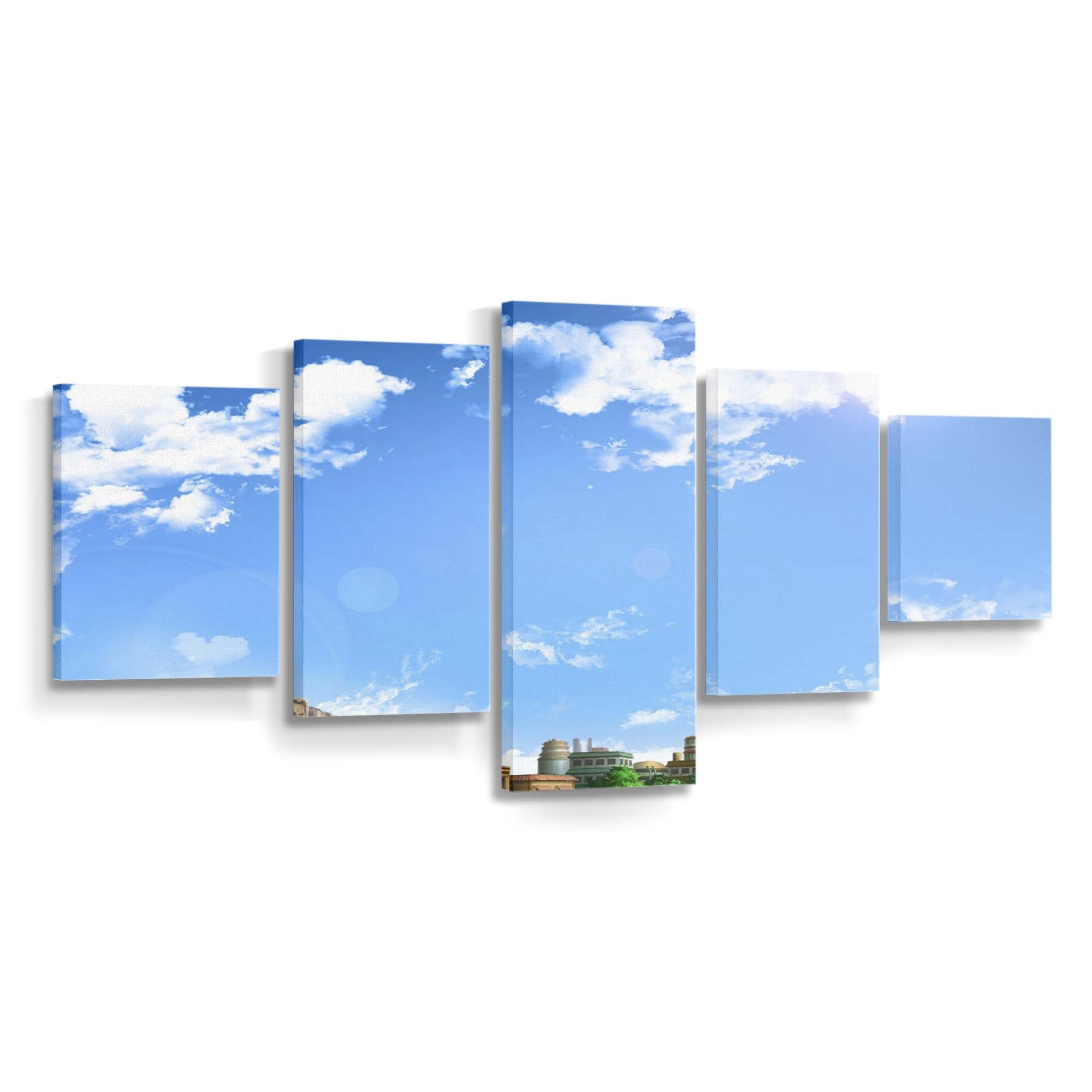 Anime Sky Sunlight City Cityscape Clouds - Anime Wandbild - Leinwandbild animeskysunlightcitycityscapeclouds