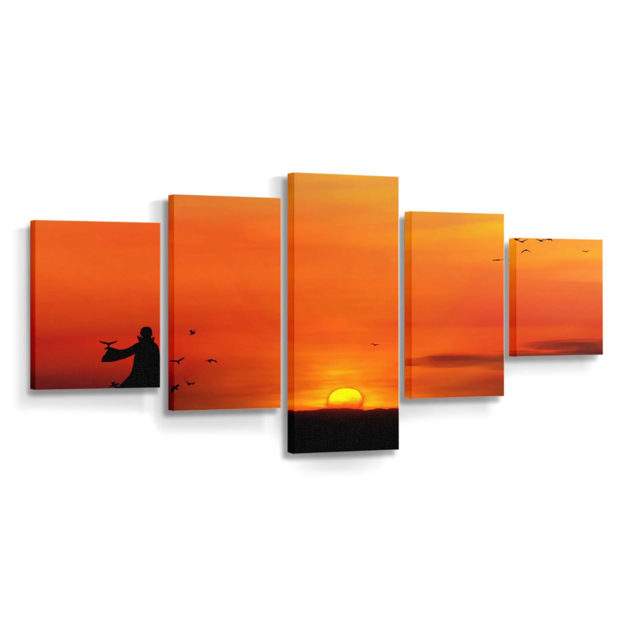 Anime Sunlight Birds Sunset Sea Sky - Anime Wandbild - Leinwandbild animesunlightbirdssunsetseasky