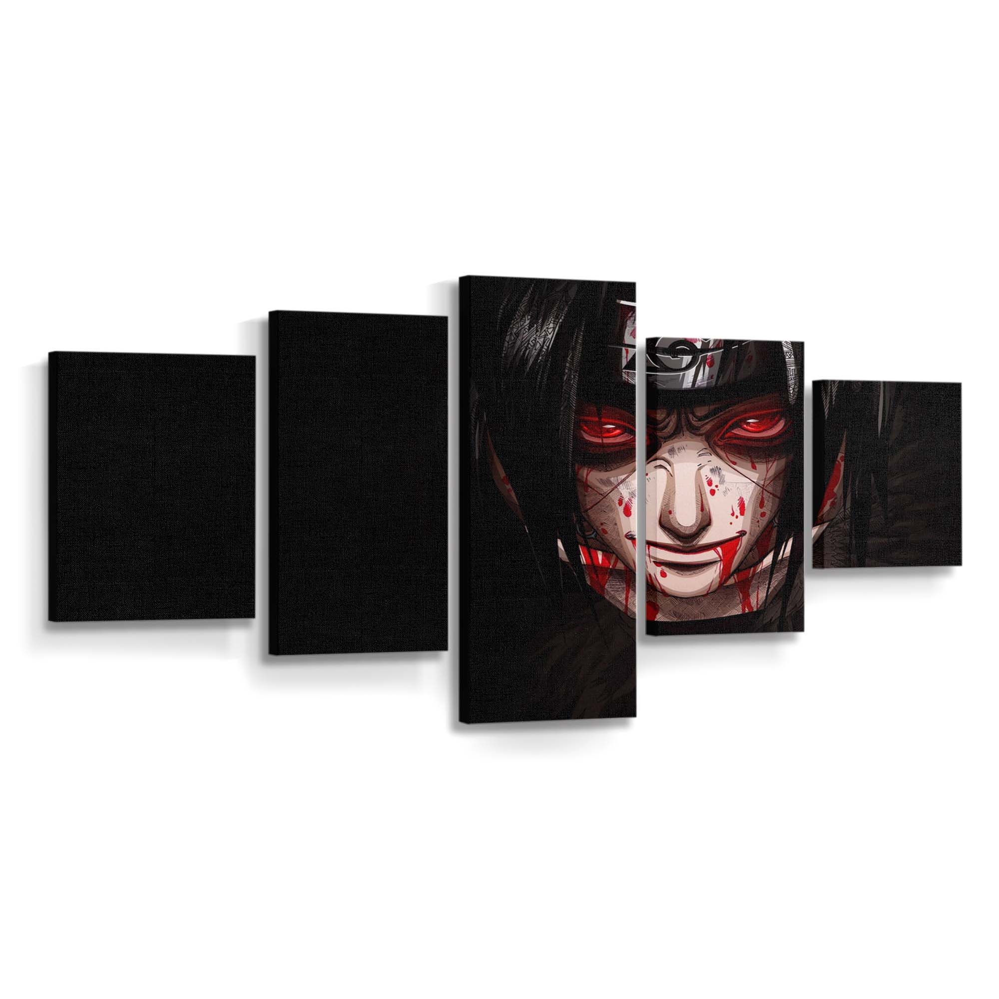 Black Anime Red Naruto Shippuuden Red Eyes Glowing Eyes - Anime Wandbild - Leinwandbild blackanimerednaruto shippuudenred eyesglowing eyes