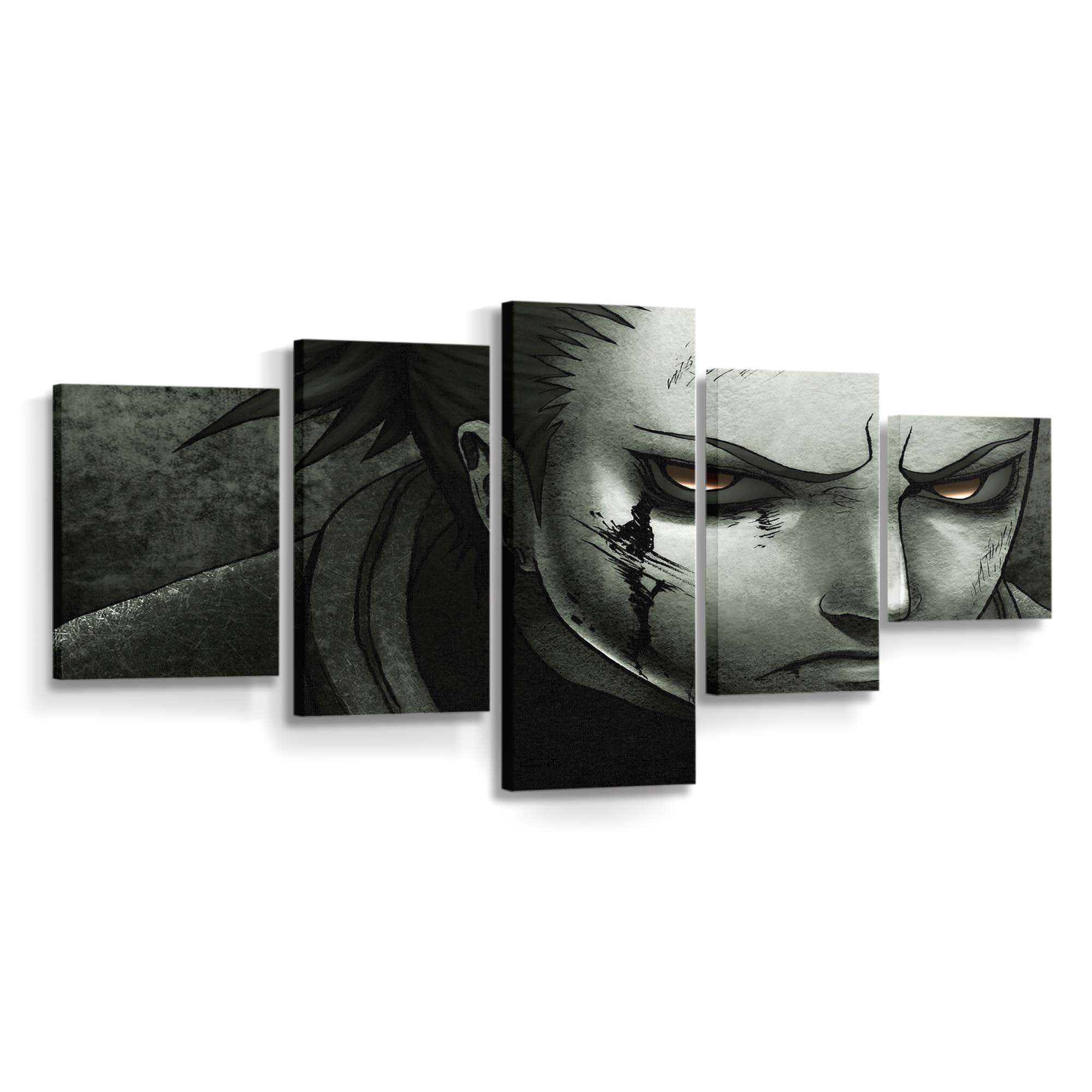 Black Monochrome Anime Boys Naruto Shippuuden Drawing - Anime Wandbild - Leinwandbild blackillustrationmonochromeanime boysnaruto shippuudendrawing