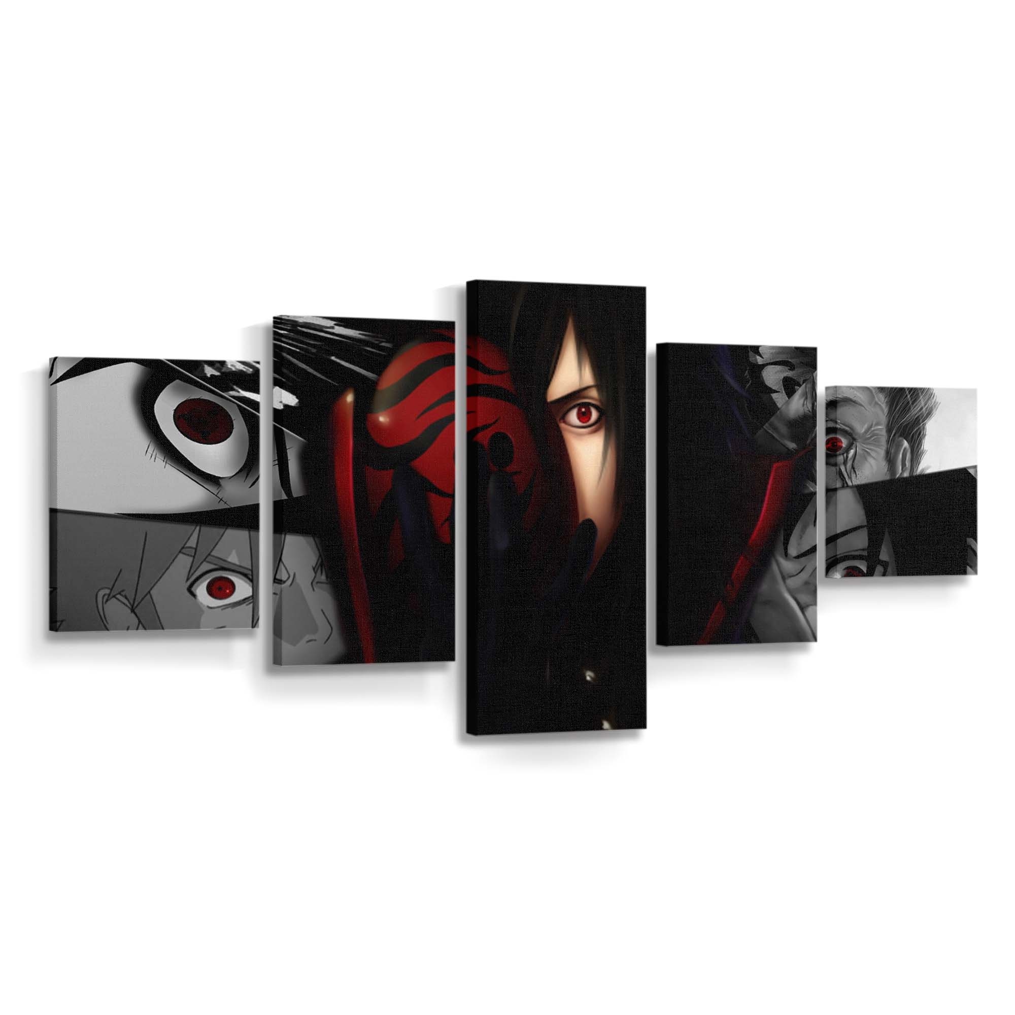 Anime Black Hair Naruto Shippuuden Sharingan Black - Anime Wandbild - Leinwandbild illustrationanimeblack hairnaruto shippuudensharinganblack