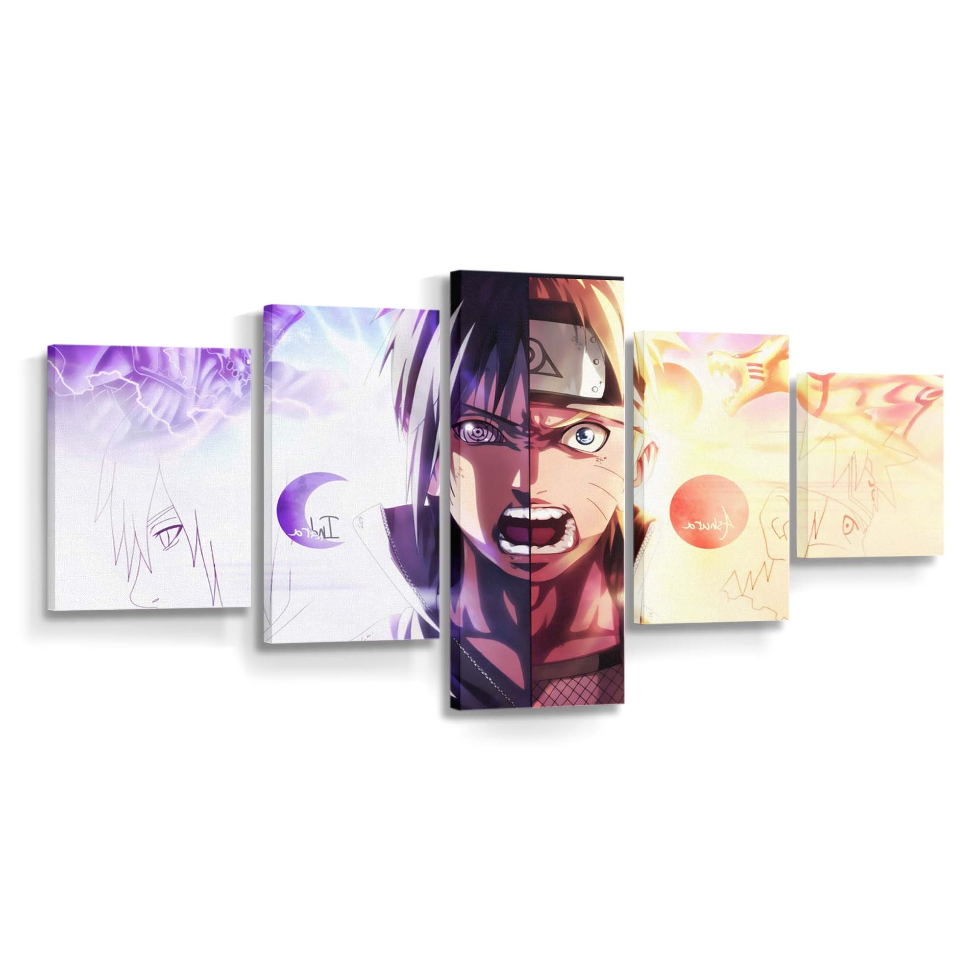 Anime Cartoon Black Hair Graphic Design Purple - Anime Wandbild - Leinwandbild illustrationanimecartoonblack hairgraphic designpurple