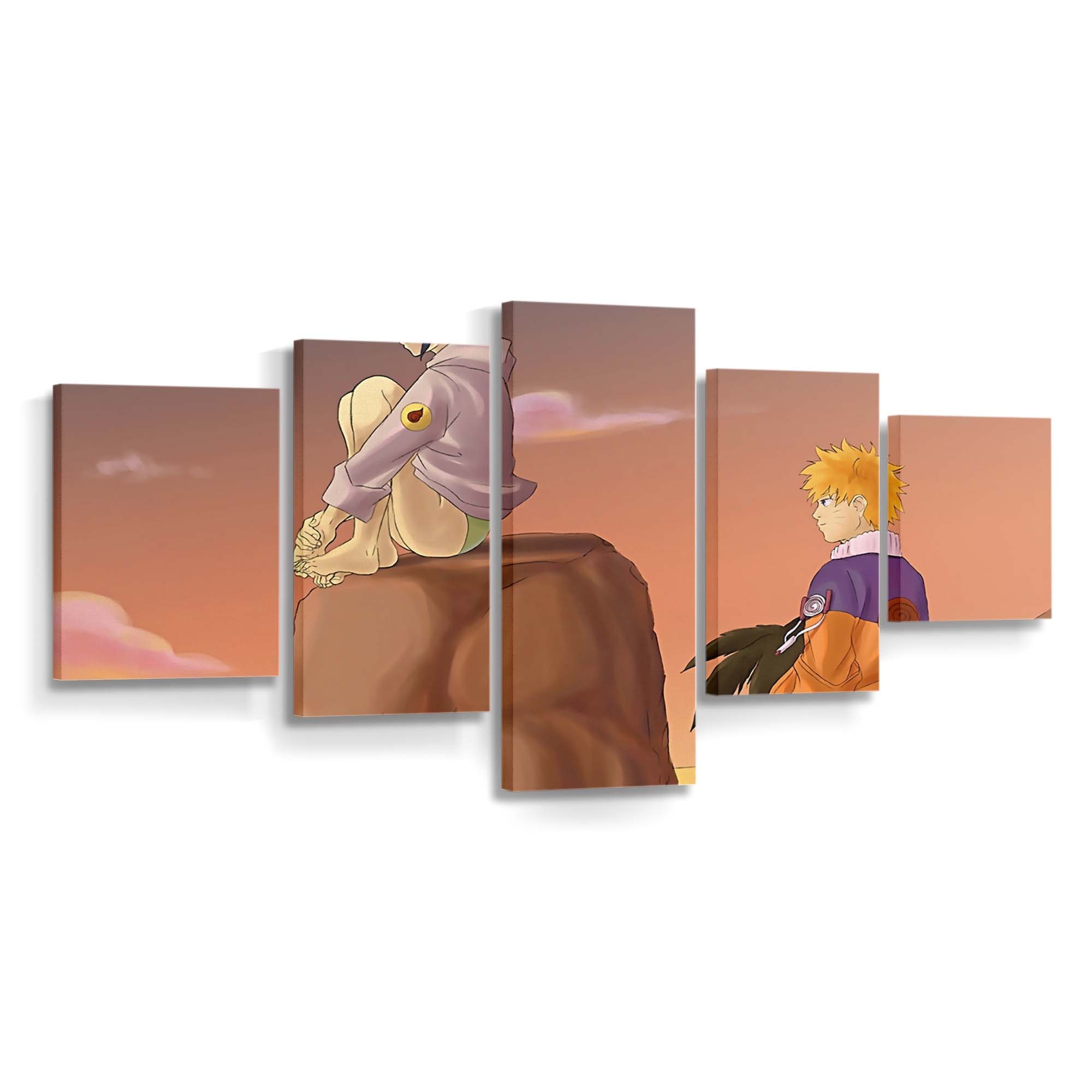 Anime Cartoon Girl Naruto Boy - Anime Wandbild - Leinwandbild illustrationanimecartoongirlnarutoboy