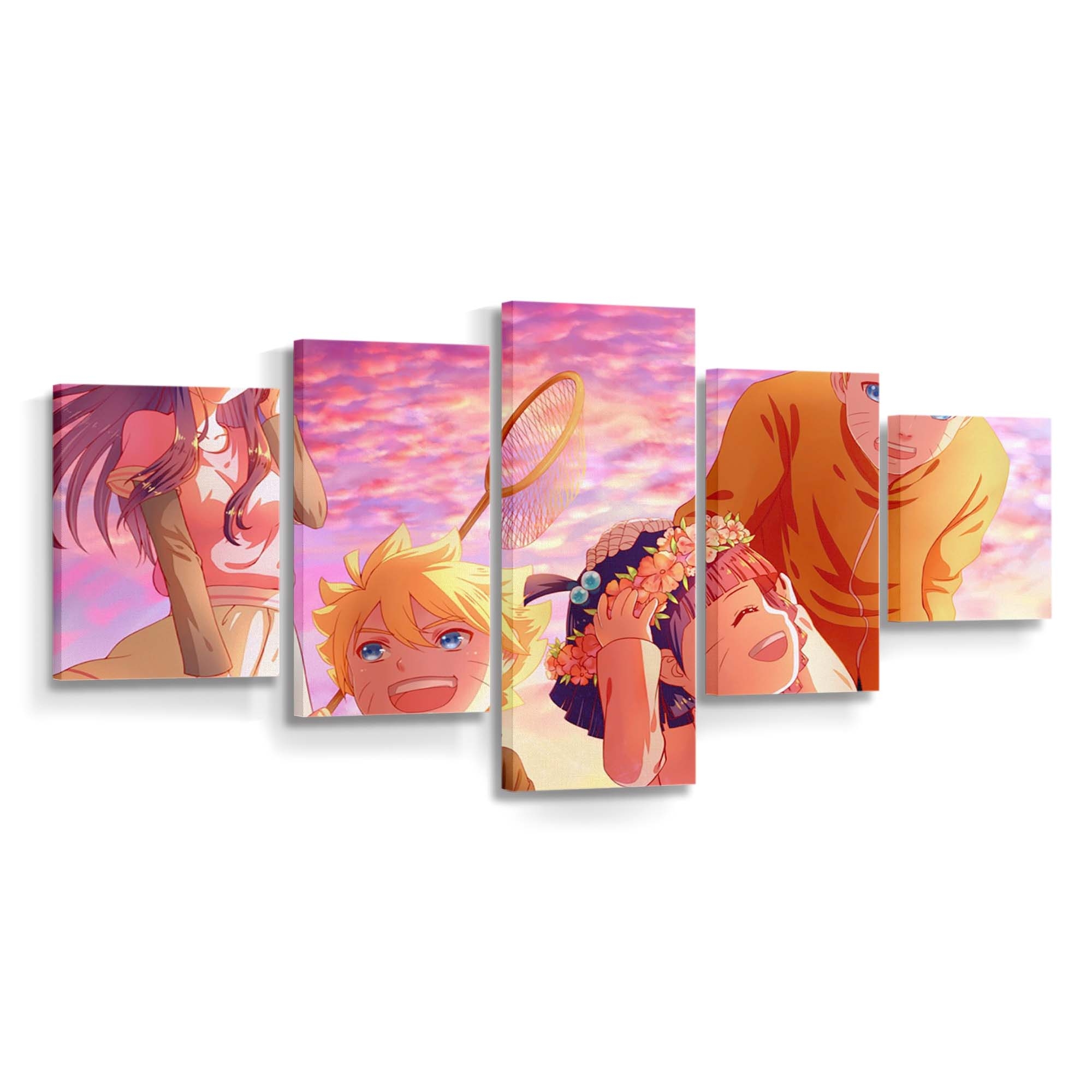 Anime Cartoon Naruto Shippuuden Sunset Families - Anime Wandbild - Leinwandbild illustrationanimecartoonnaruto shippuudensunsetfamilies