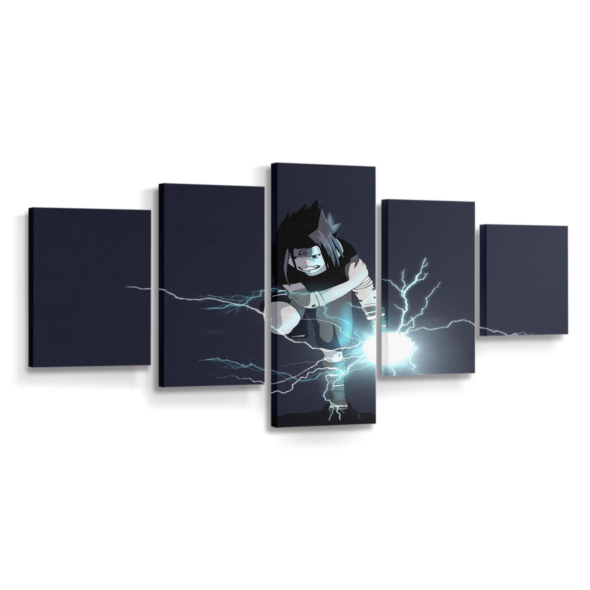 Anime Naruto Shippuuden Uchiha Sasuke Lightning Thunder - Anime Wandbild - Leinwandbild illustrationanimenaruto shippuudenuchiha sasukelightningthunder