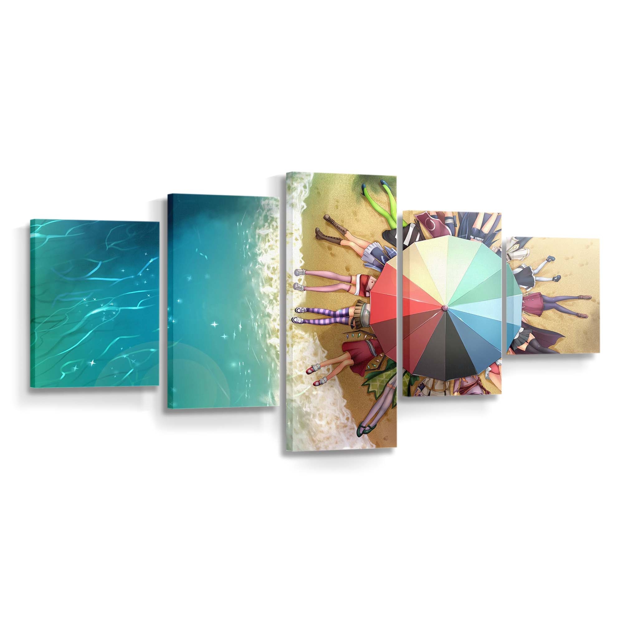 Sea Anime Girls Legs Beach - Anime Wandbild - Leinwandbild illustrationseaanimeanime girlslegsbeach